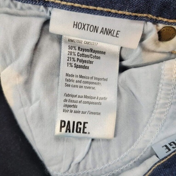 Paige Hoxton Ankle Jeans Womens 26 Blue Mid Rise Skinny Designer Measures 27X27 - Picture 12 of 13